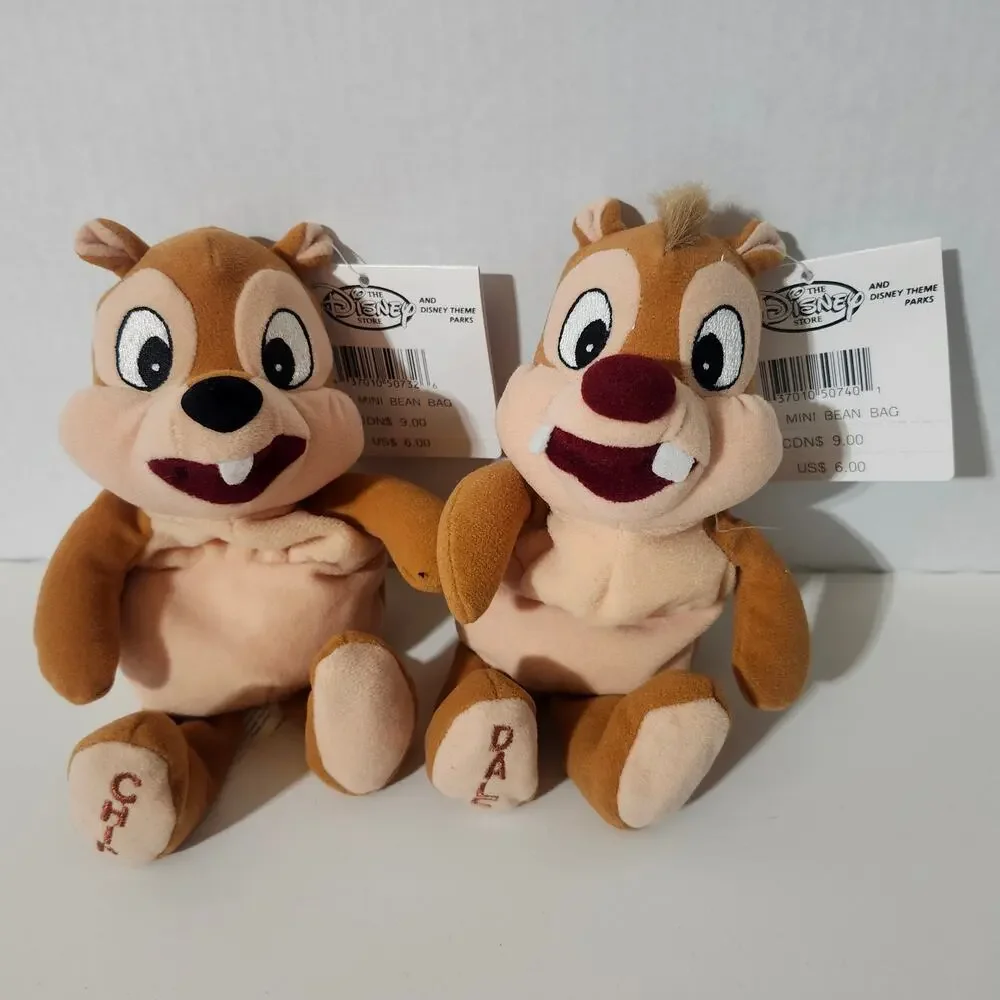 Disney Store Chip & Dale Mini Bean Bag Plush Set NWT Tagged Pair